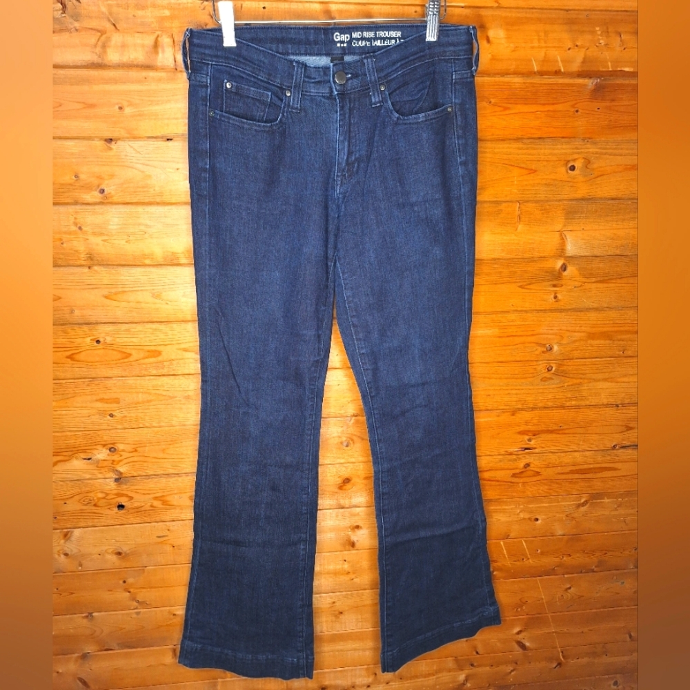 ❤️ Gap Women's Dark Blue Jeans Stretch Flare Size 6/28R
